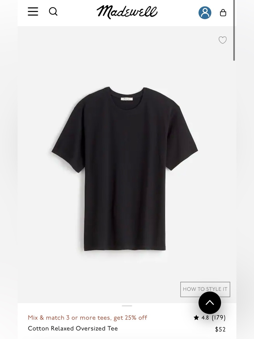 Madewell cotton black tee